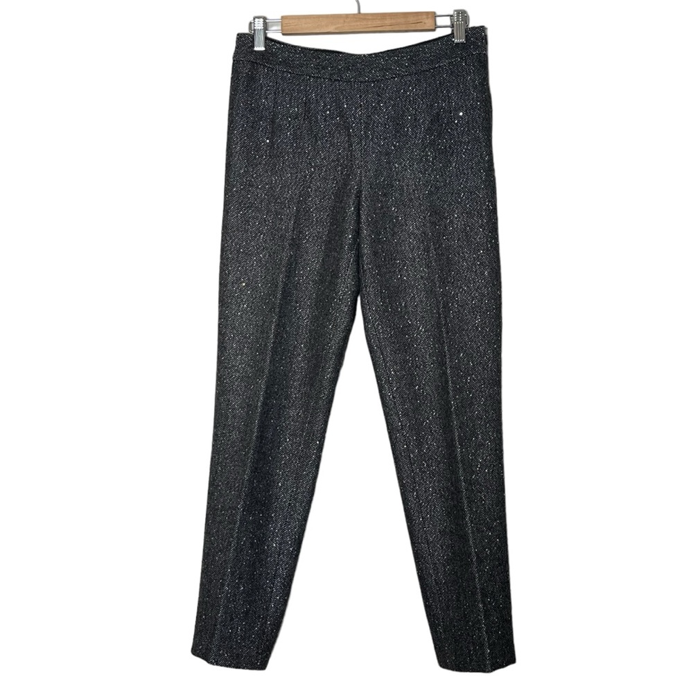 Talbots Wool Tweed Sparkle Tapered Trouser Pants Size 4 Gray Office Party